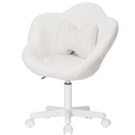 LinkMejor Kids Desk Chair Cute Flower Ergonomic Study Chair Swivel Boucle Desk Chair Adjustable Height 360° Rotating Wheels Home Office Chair for Children at Bedroom Study Room