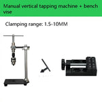 Manual Vertical Tapping Machine Slide Rail Diameter 12MM Clamping Range 1.5-10MM Adjustable Tap Wrench Desktop Rocking Probe Arm Metal Construction Black Vise Attached