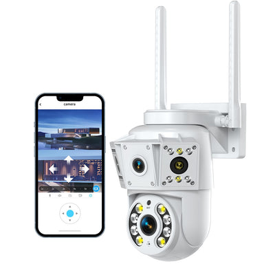 K30 2-Lens WIFI IP Camera 1080P Full Color Outdoor Waterproof Night Vision WiFi Surveillance Camera 1920x1080 360-degree 2MP PTZ Home Security System Camera