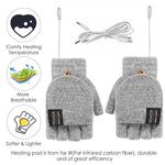 LinkMejor 1Pair Winter Half-finger USB Electric Heated Gloves Double-sided Heating Flip-top Gloves for Winter Outdoor Skiing