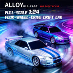 LinkMejor 1901-410D RTR 1/24 2.4G 4WD R34 Drift RC Car Alloy Body Shell LED Light On-Road Full Proportional High Speed Racing Vehicles Models Toys
