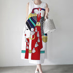 LinkMejor Ethnic Style Women's Dresses Holiday Summer Round Neck Sleeveless Printed Beach Sundress