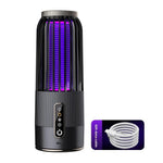 Solar Powered & USB Rechargeable Mosquito Lamp With Adjustable 2/4/6H Timer Folding Hanging Ring Warm Light & Mosquito-Killing 2 Modes Outdoor Indoor Use