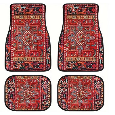 4 Pcs Car Floor Carpets Persian Style Set Front and Rear Carpets Pattern Printed Car Interior Foot Mats for Most Cars Trucks SUVs