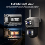 SriHome SH074 4MP Dual Lens PTZ Camera Dual-Screen Full Color Night Vision Human Motion Two-Way Audio Visual Alarm IP66 Waterproof WIFI Surveillance IP Camera for Outdoor Safety