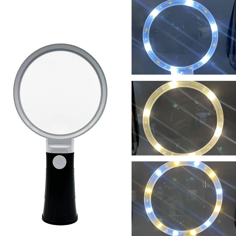 6X-10X Mini Pocket Magnifier Adjustable Handheld Reading Magnifier with Parent-Child Acrylic Lens Three-Mode Lighting Ideal for Outdoor Observation Reading Antique Appreciation and Circuitry Repair