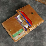 Ekphero Men's Genuine Leather Card Holder Retro Head Oil Wax Multi-card Bag RFID Blocking Credit Card Case Large Capacity ID Card Wallet Case Vintage Hasp Male Purse