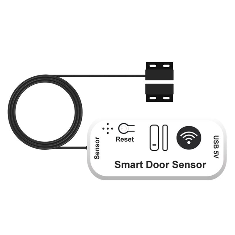 Tuya WiFi/Zigbee Smart Door Window Sensor with 5 Meter Wired Real Time Status Alert Remote Monitor Voice Control USB Powered with Alexa Google Home
