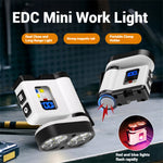10*LED Strong Light Portable Keychain Flashlight Multi-Functional Magnetic Mini Clip Light USB Rechargeable Digital Display Waterproof Outdoor Red & Blue Warning Work Lamp Signal Camping EDC Tools