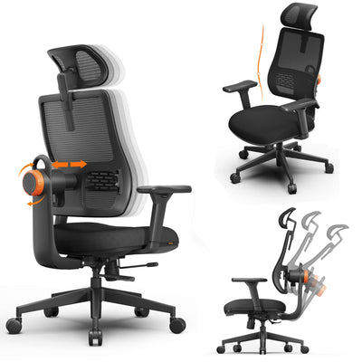 LinkMejor MAGICH003 High Back Ergonomic Chair Auto-Following Backrest Adjustable Headrest Seat Depth Adaptive Lower Back Support 100-300 lbs Height Capacity