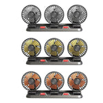3 Head Car Fan 360° Adjustable Automotive Air Fan 5V USB Charging 12V 24V Low Noise Universal Auto Vehicle Fan