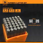 Professional 36Pcs Steel Metal Stamping Tool Set 3/6mm Alloy Steel Number and Letter Punch HRC 58-62 for Jewelry Craft