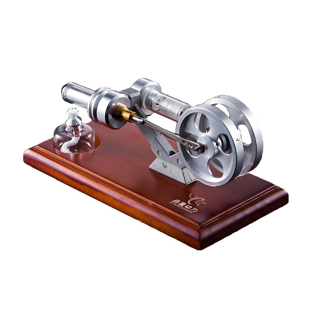 LinkMejor QX-SL-01 Hot Air Stirling Engine Model with Wooden / Metal Base DIY Generator Physics Experiment Science Education Toys