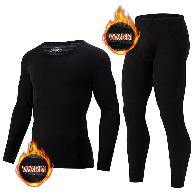 LinkMejor 2 Pcs Men's Warm Compression Base Layer, Thermal Underwear Set, Long Johns Set, Moisture Wicking & Breathable Basic Black Thermal Long Sleeve & Leggings Men Underwear Set For Outerdoor Skiing Running