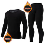 LinkMejor 2 Pcs Men's Warm Compression Base Layer, Thermal Underwear Set, Long Johns Set, Moisture Wicking & Breathable Basic Black Thermal Long Sleeve & Leggings Men Underwear Set For Outerdoor Skiing Running