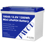LinkMejor 12.8V 100Ah 1280Wh Mini LiFePO4 Battery Pack Grade A Build-in BMS Lithium Iron Phosphate For RV EV Camping