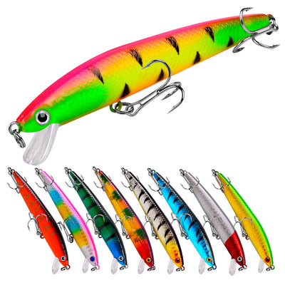 LinkMejor 10 Pcs 95mm 8.5g Fishing Lure Set Mini Fishing Hard Bait Minnow Floating Swing Crankbait Crazy Wobblers Crank Lures