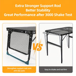 Xmund Outdoor Folding Table with Two Wings, Camping Table with a Mesh Surface, Portable Adjustable Height Barbecue Table, Aluminium Alloy Dining Table for Picnics, Camping, Barbecues, And The Beach