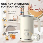 LinkMejor MK-202 4-in-1 Electric Milk Frother Frothing Foamer Chocolate Mixer Cold/Hot Latte Cappuccino Fully Automatic Milk Warmer