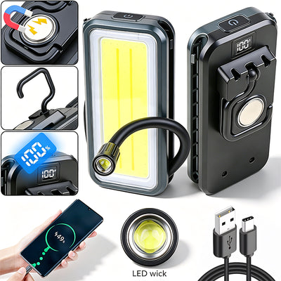 Bikight K587 2000mAh Rechargeable COB LED Work Light Stepless Dimming Magnetic Base IPX4 USB Charging Emergency Power Bank