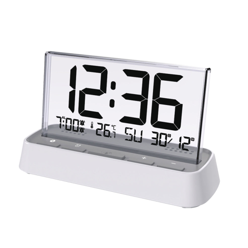 3572 Multifunctional Digital Alarm Clock Large LCD Screen Display Dual Alarm Temperature Humidity Backlight for Bedroom Office Home Use