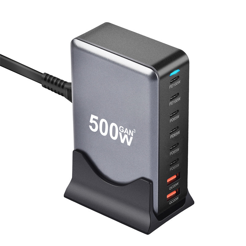 [GaN Tech]LinkMejor YMX-500W 500W 8-Port USB PD Charger 2USB-A+6USB-C PD QC Fast Charging Desktop Charging Station EU Plug US Plug for iPhone 16 16 Pro 15 14 13 Pro Max for Huawei Mate XT for Xiaomi 15pro for Samsung Galaxy Z Flip6