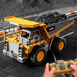 LinkMejor Z6834YG RTR 1/18 2.4G 8CH Alloy RC Car Simulation Mining Dump Truck LED Light Sound Engineering Vehicles Desktop Toys Models Collection Gift For Boys