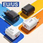 [GaN Tech] APD-180 2-Port USB PD Charger USB-A+USB-C PD QC3.0 Fast Charging Wall Charger Adapter EU Plug US Plug for iPhone 16 15 14 13 Pro for Samsung Galaxy Z Flip6 for Xiaomi Civi 4 Pro for Huawei Nova Flip