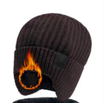 LinkMejor Winter Bike Knitted Hat Outdoor Plush Warmth Cap Peaked Earmuff Fashion Casual Faux Fur Lined Bomber Hats Cycling Ear Protection