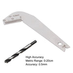 118° Drill Bit Angle Gauge Stainless Steel Drill Point Sharpening Gauge 0-20Mm for Machinist 0.5mm Sharpener Measuring Tool