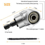 Drillpro 16Pcs/Set Flexible Drill Extension Hex Shank Drill Nut Driver Bit Set Bendable Drill Bit Extension+Universal Socket Adapter+Screwdriver Bit+Right Angle Drill Extension
