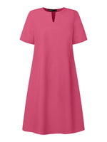 LinkMejor Elegant Style Women Summer Fashion V Neck Short Sleeve Sundress Casual Holiday Party Knee-length Dress