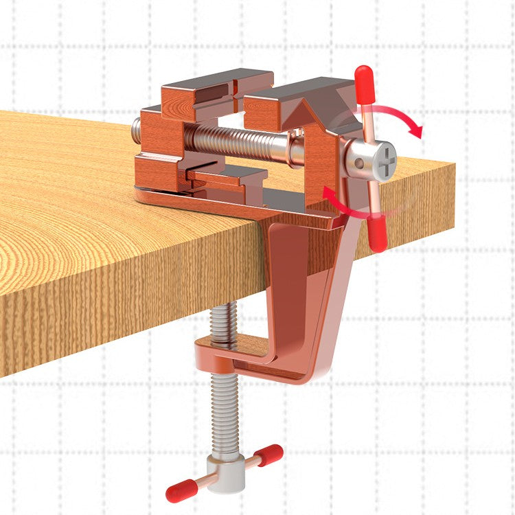 1PCS Upgraded Mini Aluminum Alloy Bench Table Clamp-on Vise Clamp Fixed Tool for Woodworking / Metalworking / Cutting Conduit / Drilling