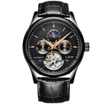LinkMejor Men Watches Automatic Mechanical Watch Genuine Leather Waterproof Multifunctional Luxury Man Watch