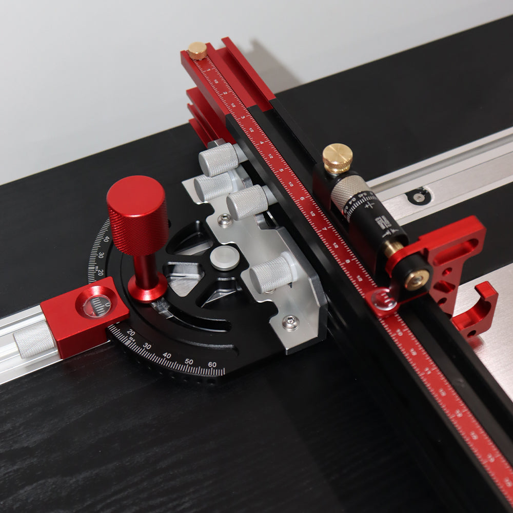 LinkMejor Table Saw Router Table Miter Gauge with Extendable Fence, Adjustable Angles, and Micro-Adjustable Flip Stop for Accurate Woodworking Cuts