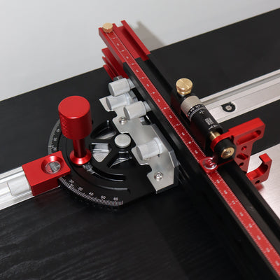 LinkMejor Table Saw Router Table Miter Gauge with Extendable Fence, Adjustable Angles, and Micro-Adjustable Flip Stop for Accurate Woodworking Cuts