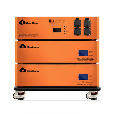 [US Direct] Cloudenergy 48V 300Ah 15.36Kwh Stackable LiFePO4 Battery with 6kw Inverter 60A MTTP 10 Year Lifetime Perfect for Monitor RV, Solar, Energy Storage, Overland, Off-Grid CL48-S2