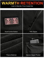 Auxo 4-Zone Men Heated Hoodie with 20000mAh DC & USB Power Bank, YKK Zip Up Fleece, Premium Carbon Hooded Sweatshirt Up to 20 Hours Warmth