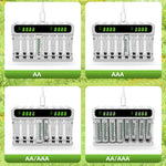 LinkMejor Screen Intelligent Battery Charger 8-Slot Type-C Fast Charge AA /AAA 1.2V NiMH Rechargeable Batteries Efficient Charging Battery Storage Box Smart Display