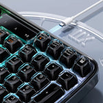 LinkMejor 708 Tri-Mode Transparent Gaming Keyboard with Hand Support 105-keys RGB Backlit Ergonomics Design Membrane Keyboards