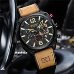 LinkMejor Men Sports Watches Multi-function Chronograph Quartz Watch Luminous Waterproof Calendar Wristwatch