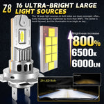 Z8 LED Headlight Bulbs 3500LM Super Bright 6500K White CSP Chips Canbus Error Free Plug-in-Play Headlamp Conversion Kit With Fan