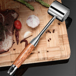 IPRee Dual Sided Stainless Steel Meat Hammer Rosewood Handle s Kitchen Tool for Steak Tenderizing Beating Pounder for Beef, Chicken, Pork