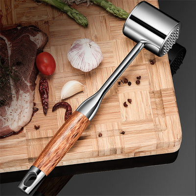 IPRee Dual Sided Stainless Steel Meat Hammer Rosewood Handle s Kitchen Tool for Steak Tenderizing Beating Pounder for Beef, Chicken, Pork