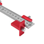 LinkMejor Red Aluminum Alloy Metric/Inch Cabinet Hardware Jig 5mm Drill Guide Cabinet Handle Template Jig
