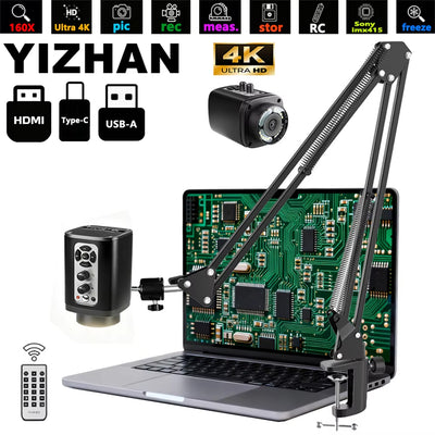 XHU6001 4K Digital Microscope for HDMI Camera 160X  Sony IMX415 Sensor Magnification USB Output High Brightness Adjustable Light Source Long Working Distance Plug and Play Photography Video Recording