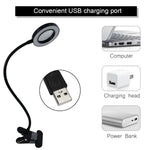 5X LED Magnifying Lamp Clip-On with USB Magnifier Adjustable Brightness and Color Temperature for Reading Beauty Crafts