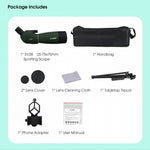 SvbonySV28 Spotting Scope 25x-75x Wide Zoom Range 70mm Large Aperture K9Porro High-Index 45° Angle Eyepiece Dynamic Focus IPX4 Waterproof Portable Telescope for Birdwatching Camping