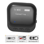 Bluetooth 5.2 Receiver Transmitter 2 in 1 RX TX Mode Low Latency LED Display Dual Device Pairing 300mAh Battery for Car Music Hands Free Calls