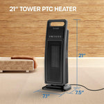 Ecowell 21" Tower Heater with Remote 2000W Ceramic Warm Air Fan Portable Heater for Home Bedroom Office